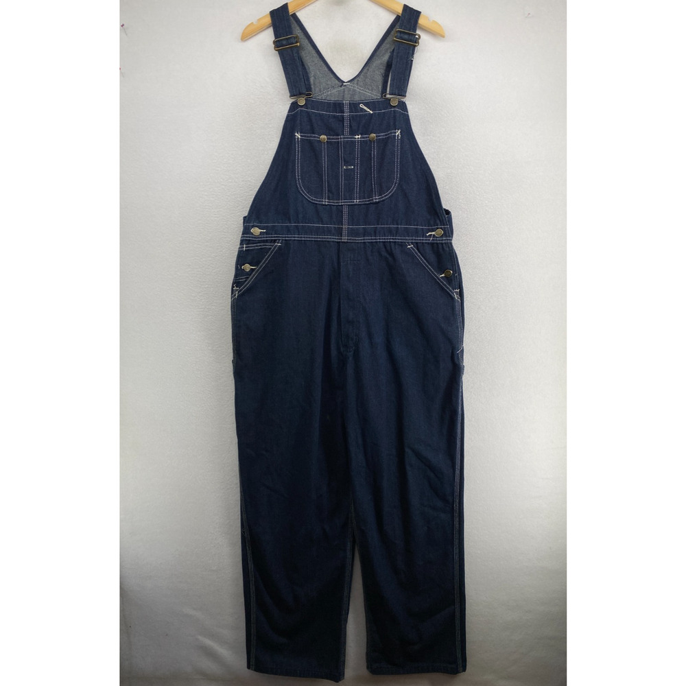 ROEBUCKS Overalls 40X32 Sears Bib Dungaree Carpenter Cotton Blend Blue 70s VTG